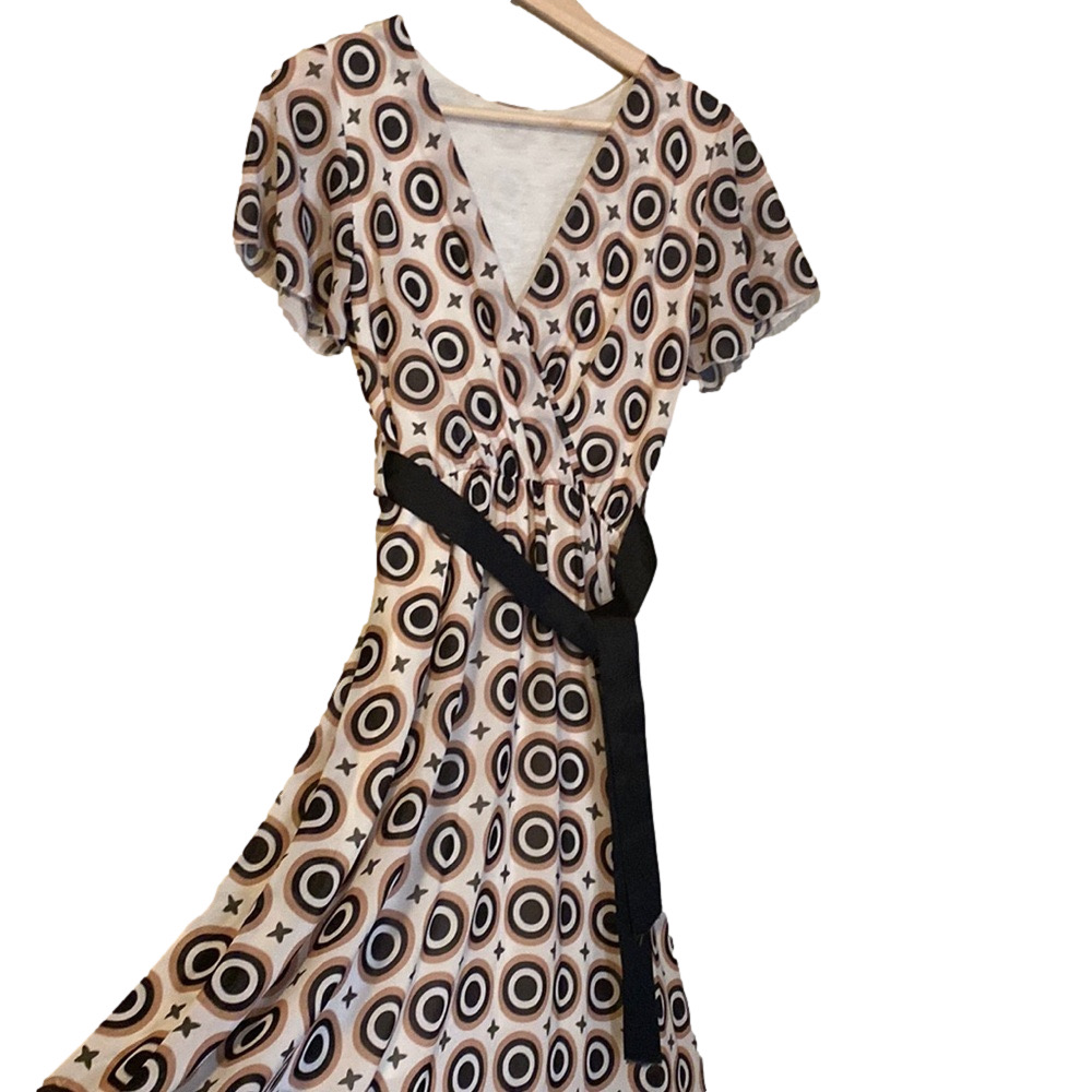 Beautiful Maxi dress. Cream with black pattern.